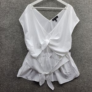 Eloquii Blouse Women's 20 White Front Tie Sleeveless Top NWT